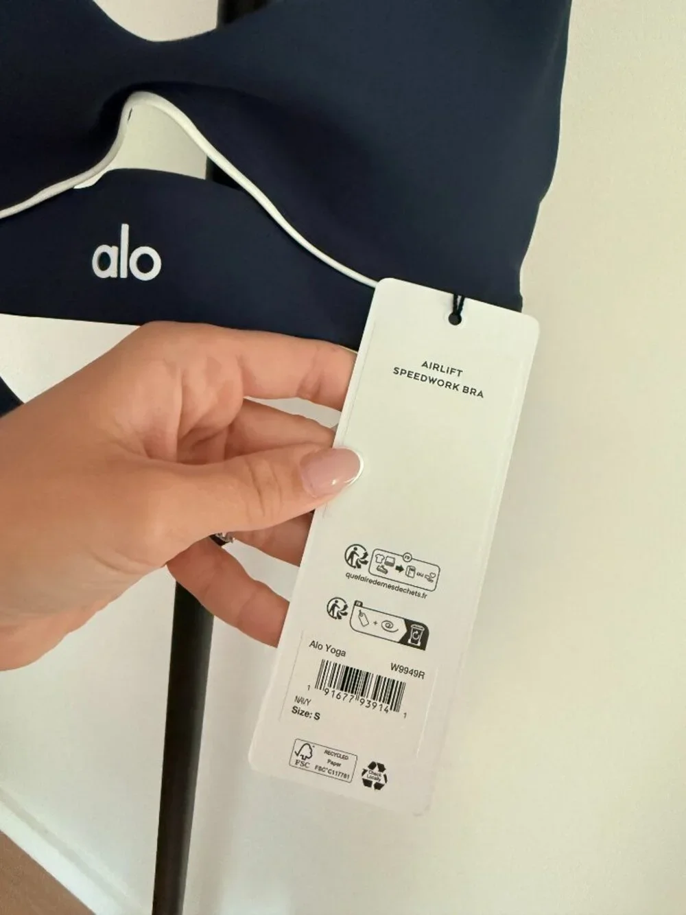 Alo Yoga Airlift Speedwork Sports Bra Navy S